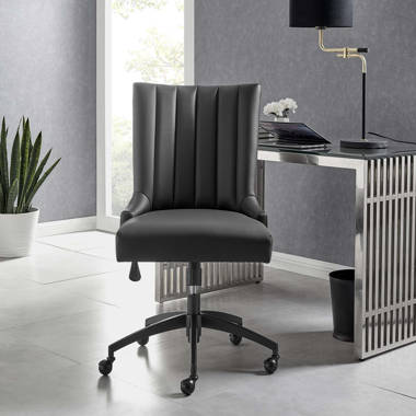 Grey faux discount leather desk chair